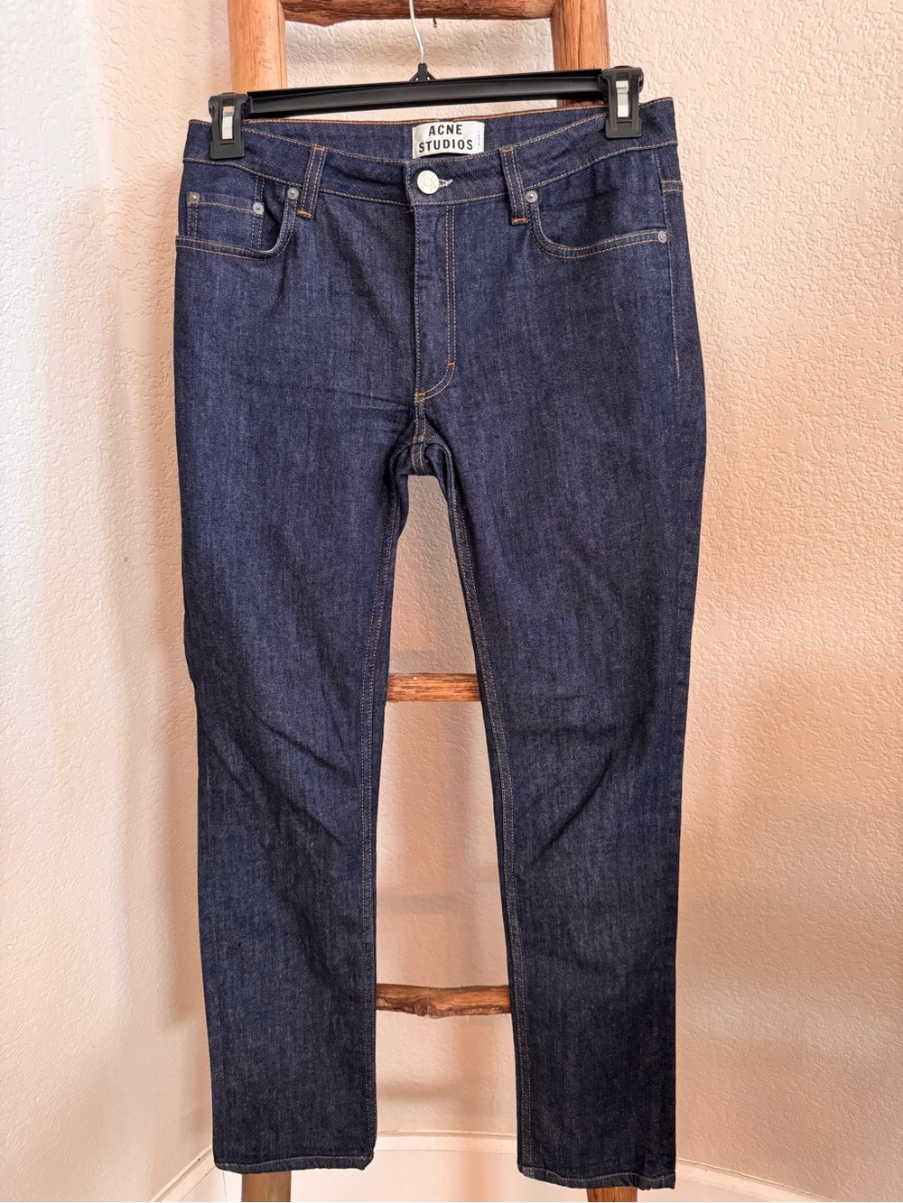 Acne Studios Flex S Raw Slim Skinny Jeans Dark Indigo Blue Size 30
